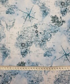 Welur tapicerski mapa retro niebieski - obrazek 3