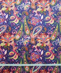 Alternative view of Welur tapicerski paisley fioletowo zielone