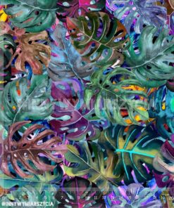 Alternative view of Welur tapicerski liście monstery watercolor 1