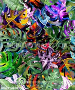 Alternative view of Welur tapicerski liście monstery watercolor 3