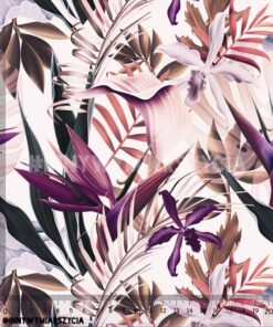 Alternative view of Welur tapicerski tropikalne kwiaty vintage 1