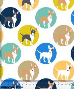 Alternative view of Tkanina wodoodporna psy bull terrier i kolorowe grochy duże