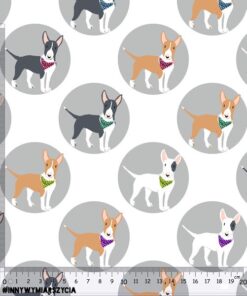 Ortalion wodoodporny psy bull terrier i szare grochy duże - obrazek 2