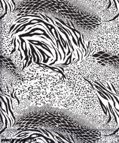 Alternative view of Welur tapicerski print zwierzęcy czarny biały