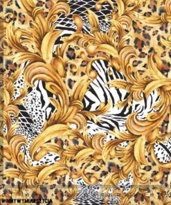 Alternative view of Welur tapicerski print zwierzęcy leopard, zebra i ornament panterka