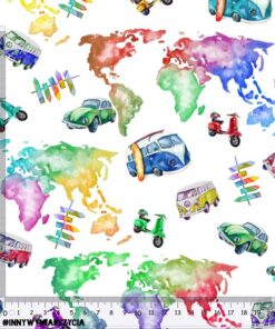 Alternative view of Ortalion wodoodporny auta i mapa watercolor 1