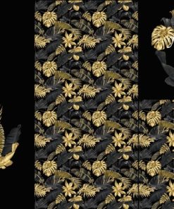 Panel śpiworkowy papuga złoty czarny liście 155x105cm