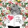 Panel welur love reading kolorowe róże i motyle białe