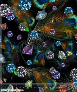 Alternative view of Welur tapicerski pawie pióra i diamenty 1