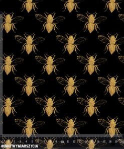 Alternative view of Welur tapicerski złoty pszczoły geometryczne czarny gold foil