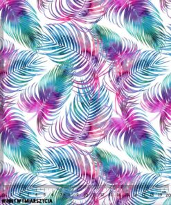 Alternative view of Tkanina wodoodporna pastelowe liście na białym małe