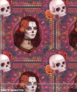 Alternative view of Tkanina wodoodporna sugar skull ruda i mandale małe