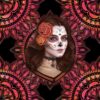Panel wodoodporny sugar skull szatynka i duże tęczowe mandale