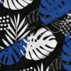 Welur tapicerski duże tropikalne liście i granatowa monstera geometryczne czarny