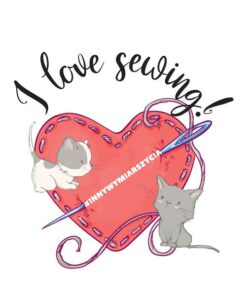 Panel dzianina I love sewing koty