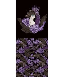 Panel 42x100cm papuga fioletowy czarny liście