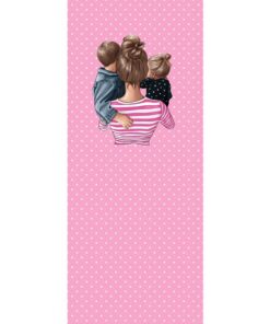 Panel 42x100cm super mama dzieci biały kropki różowy