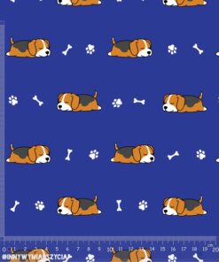 Tkanina wodoodporna małe beagle i kości ciemno niebieski - obrazek 2