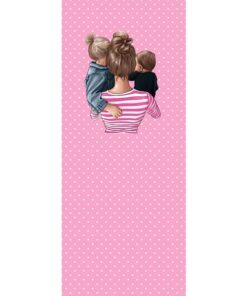 Panel 42x100cm super mama dzieci 2 biały kropki różowy