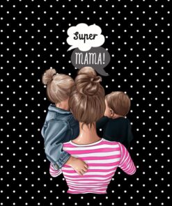Panel wodoodporny super mama i dzieci czarny kropki 2