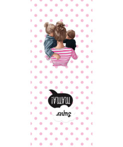 Panel 42x100cm super mama dzieci 2 kropki róż