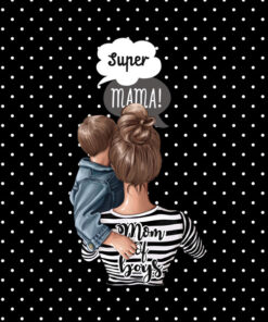 Panel wodoodporny super mama i syn czarny kropki