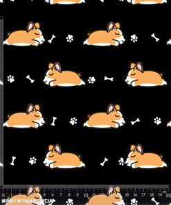 Alternative view of Tkanina wodoodporna małe corgi i kości czarny