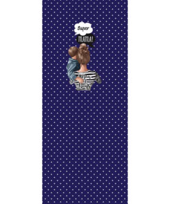 Panel 42x100cm super mama chłopiec kropki granatowy