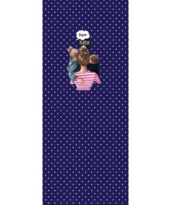 Panel 42x100cm super mama dzieci 2 kropki granatowy
