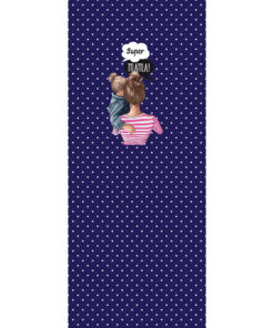 Panel 42x100cm super mama dziewczynka kropki granatowy