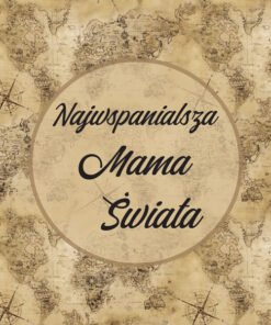 Panel welur najwspanialsza mama świata mapa retro sepia