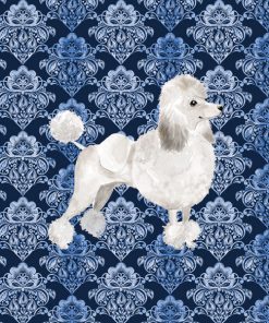 Panel welur ornament granatowy Poodle