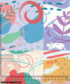 Alternative view of Welur tapicerski patchwork pastelowe kwiaty i plamy