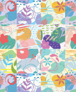 Jersey patchwork pastelowe kwiaty i plamy - obrazek 3