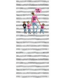 Panel 42x100cm mama królowa i 3 dzieci 1 pasy szare