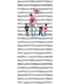 Panel 42x100cm mama królowa i 3 dzieci 2 pasy szare