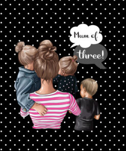 Panel wodoodporny super mama mum of three córki i syn 2
