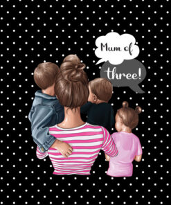 Panel wodoodporny super mama mum of three córka i synowie 2