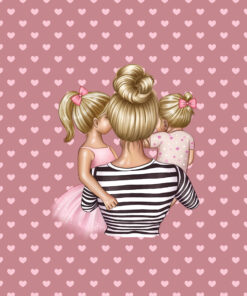 Panel wodoodporny best mum super mama córki blondynka różowe serca