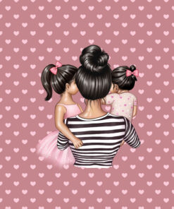 Panel wodoodporny best mum super mama córki brunetka różowe serca