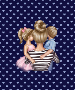 Panel wodoodporny best mum niebieskie serca super mama dzieci blondynka