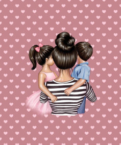Panel wodoodporny best mum różowe serca super mama dzieci brunetka