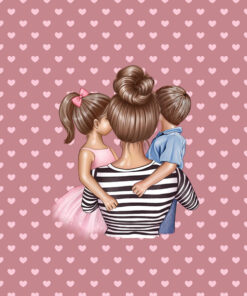 Panel wodoodporny best mum różowe serca super mama dzieci szatynka