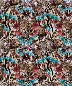 Welur tapicerski leopardy w kwiatach - obrazek 3