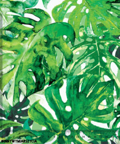 Tkanina wodoodporna liście monstera zielony - obrazek 3