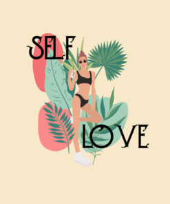 Panel wodoodporny self love liście tropikalne i plamy