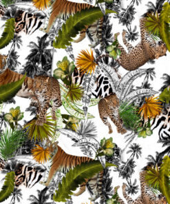 Alternative view of Tkanina wodoodporna tygrysy leopardy i palmy panterka