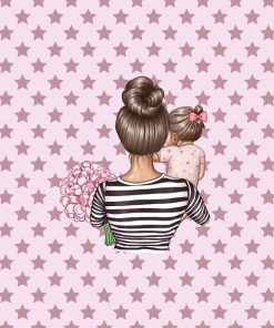Panel wodoodporny córeczka i mama szatynka gwiazdki różowe
