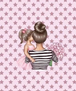 Panel sztuczna skóra córka i mama szatynka gwiazdki różowe