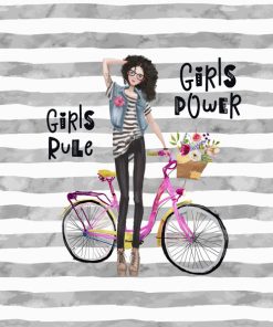 Panel wodoodporny girls power dziewczyna z rowerem